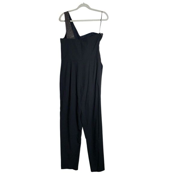 GUESS Jet Black Studded One Shoulder Pant Romper Jumpsuit Women’s Size 12 - Picture 9 of 16